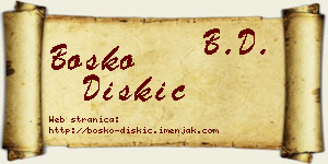 Boško Diskić vizit kartica